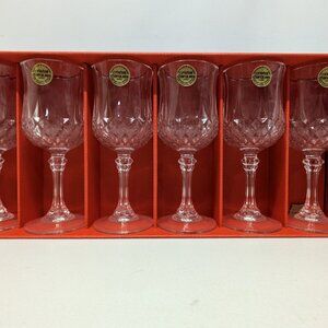 Set of 6 Vintage Genuine Lead Crystal "Longchamp" Wine Glasses -Cristal d'Arques
